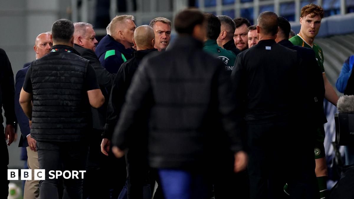 The Republic of Ireland and Israel clash during Sunday's game in Serbia