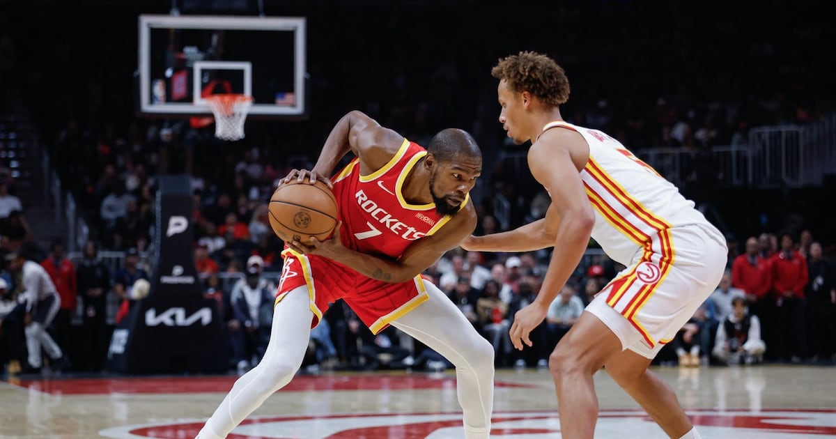 Kevin Durant scores 22, Reed Sheppard hits five threes to lead Houston Rockets to win in Atlanta’s home opener