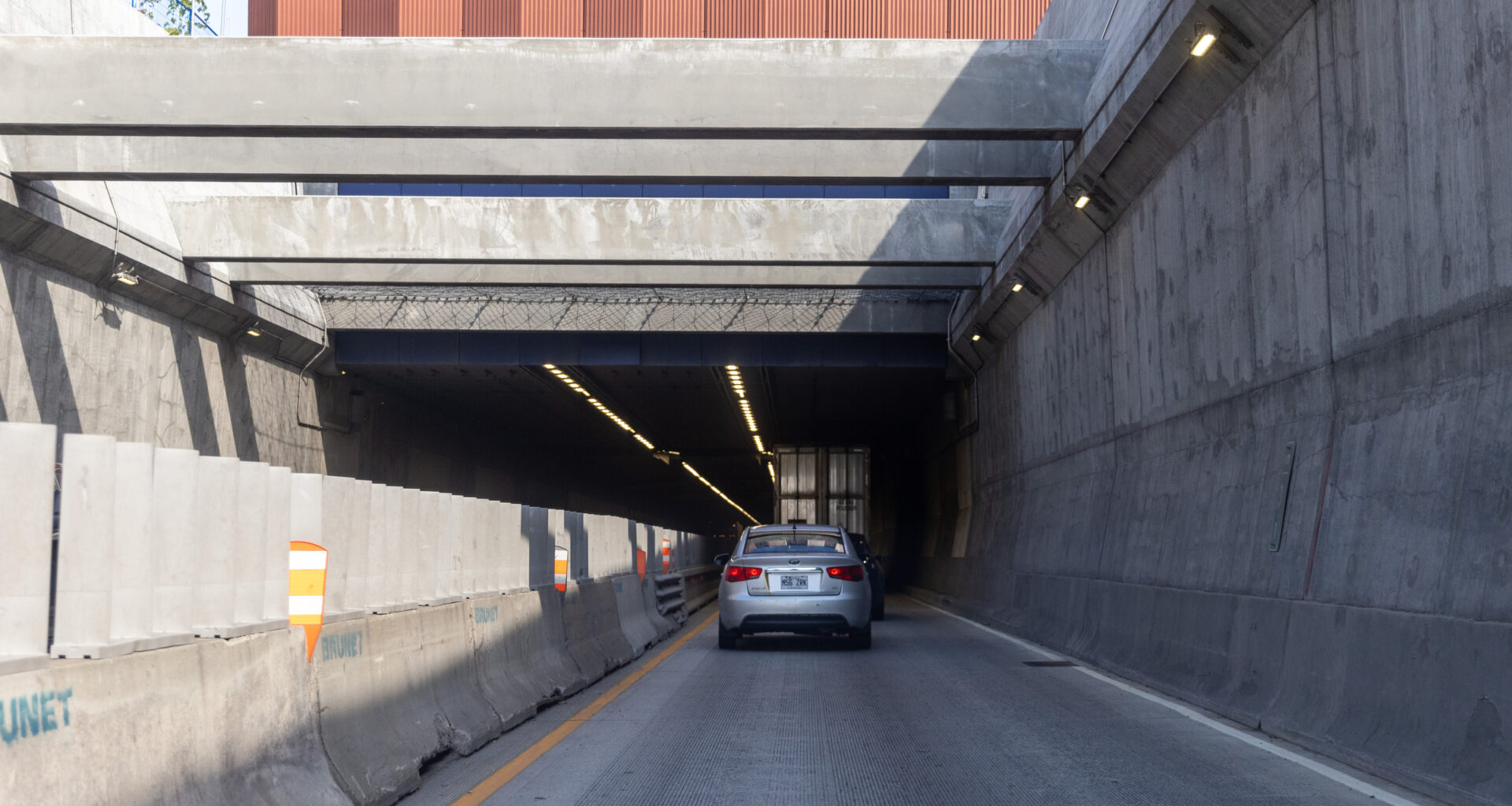 The entrance to a vehicle tunnel.