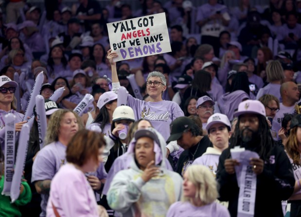 Golden State Valkyries fans cheer before their WNBA game against the Atlanta Dream at the Chase Center in San Francisco, Calif., on Monday, October 26, 2026. (Jane Tyska/Bay Area News Group)