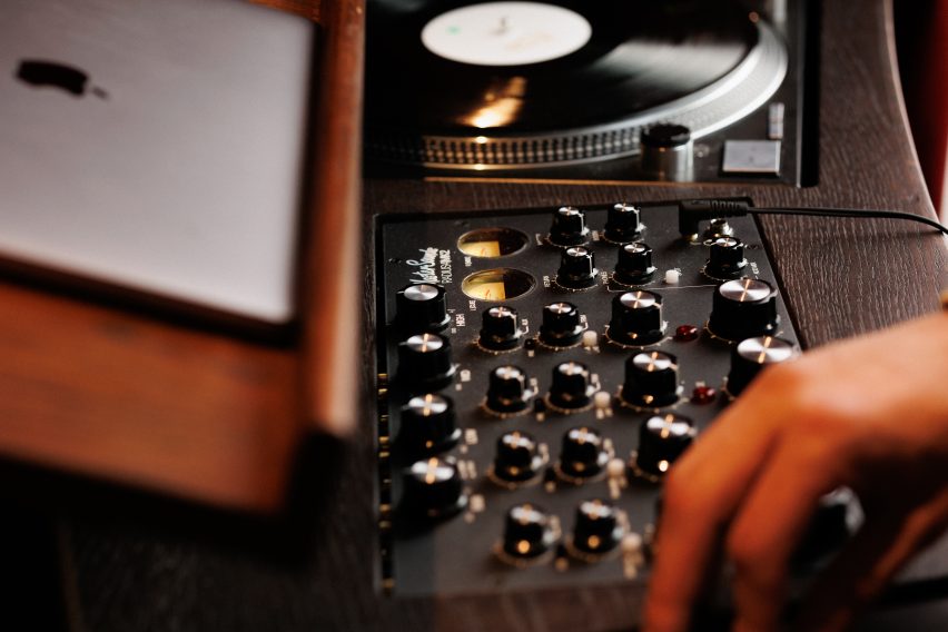 Closeup of DJ equipment