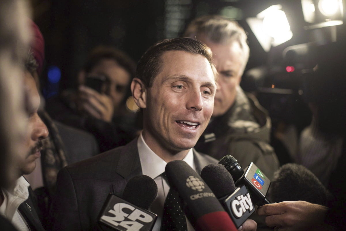 Patrick Brown leaves the Ontario PC Party Head Offices in Toronto in February, 2018. Photo by Chris Young / The Canadian Press