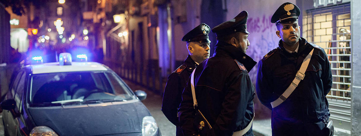 Italian Armed Forces and Carabinieri involved in the fight against organised crime and drug trafficking in San Pasquale.