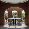 © Saurabh Suryan The Mortar House Offices / Logic Design + Build - Interior Photography, Arch, Chair, Glass, Arcade