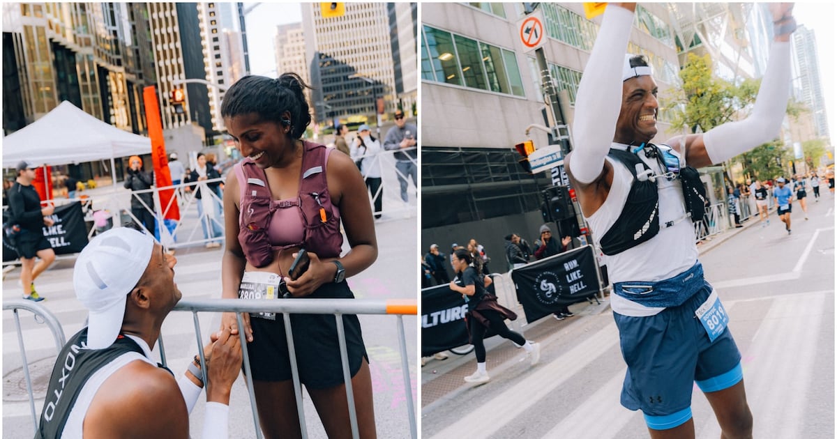Toronto Waterfront Marathon: couple gets engaged mid-race