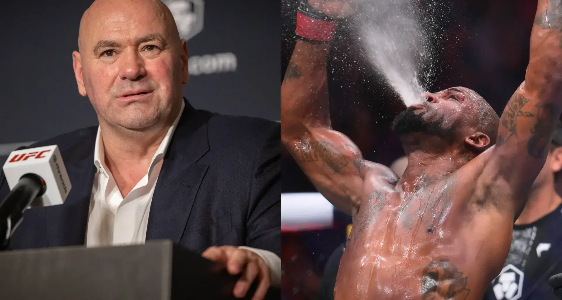 Split screen of heavyweight MMA fighters Shamil Erdogan and Paul Elliott