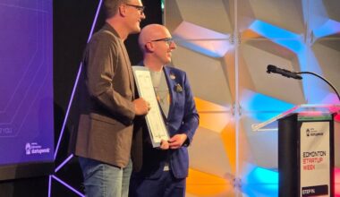 Mayor Andrew Knack and Edmonton Unlimited CEO Tom Viinikka.