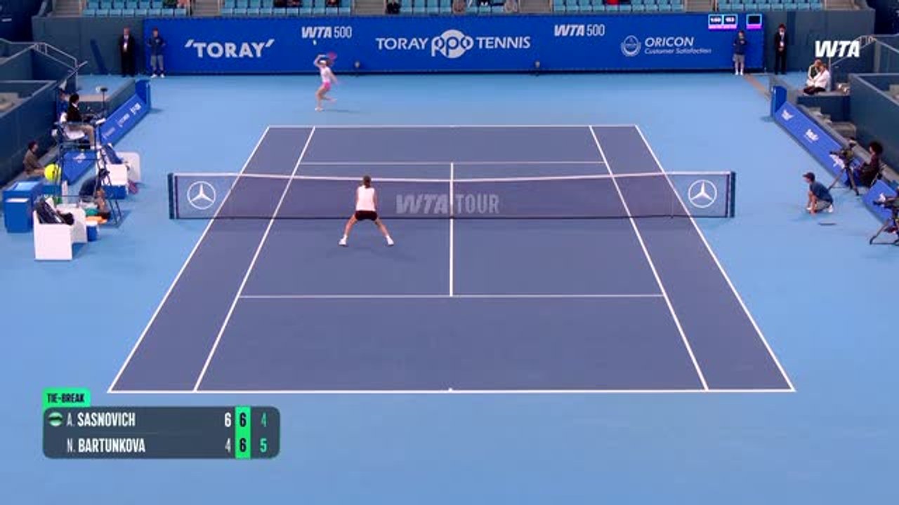 Sasnovich survives twists and turns in Tokyo, bests Bartunkova in three sets
