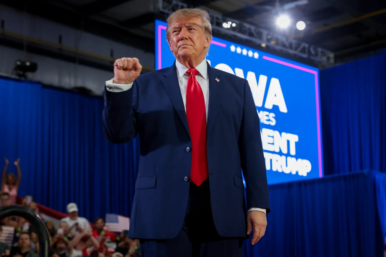 President Donald Trump at a campaign rally at Sioux Gateway Airport in Iowa on Thursday.