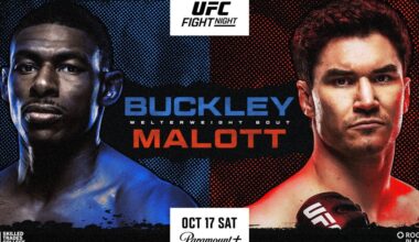UFC Edmonton poster slaps for ‘Buckley vs. Malott’ on Oct. 17 in Canada