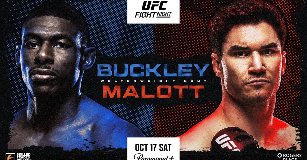 UFC Edmonton poster slaps for ‘Buckley vs. Malott’ on Oct. 17 in Canada