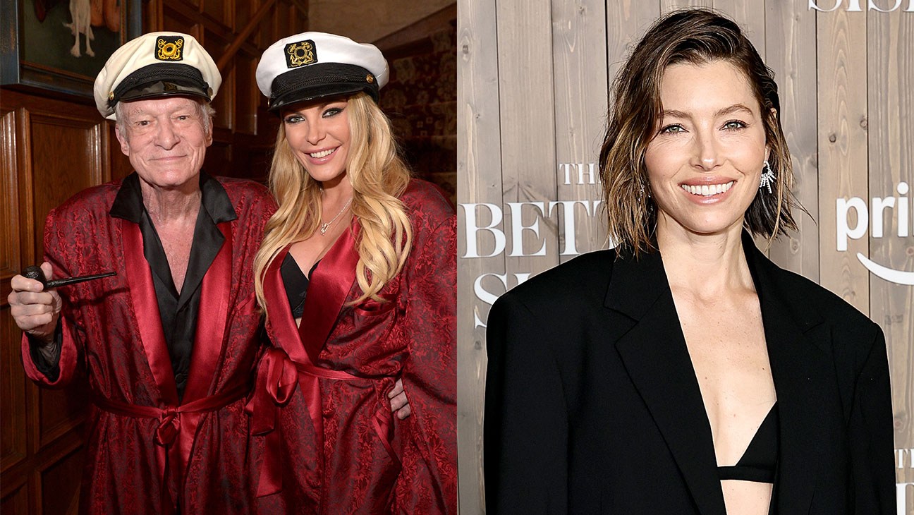 Crystal Harris, Hugh Hefner and Jessica Biel.