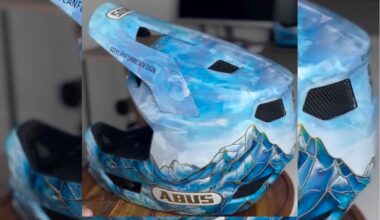 The story behind Kirsten van Horne's stained glass Rampage helmet and unmarked bike
