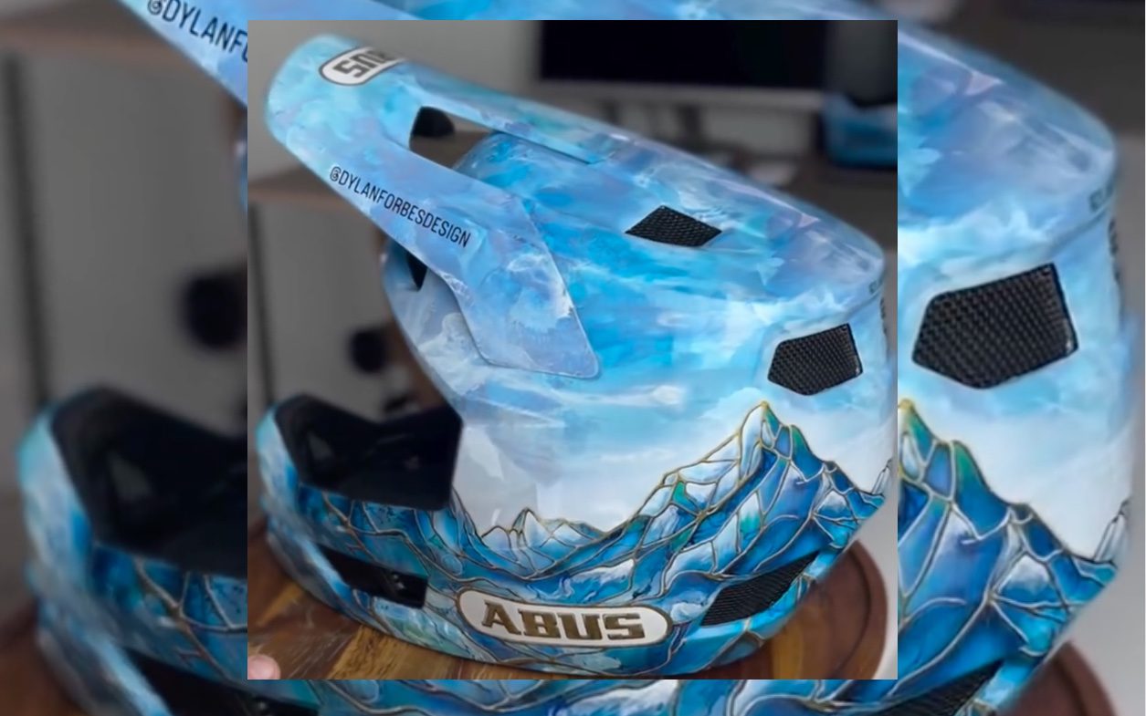 The story behind Kirsten van Horne's stained glass Rampage helmet and unmarked bike