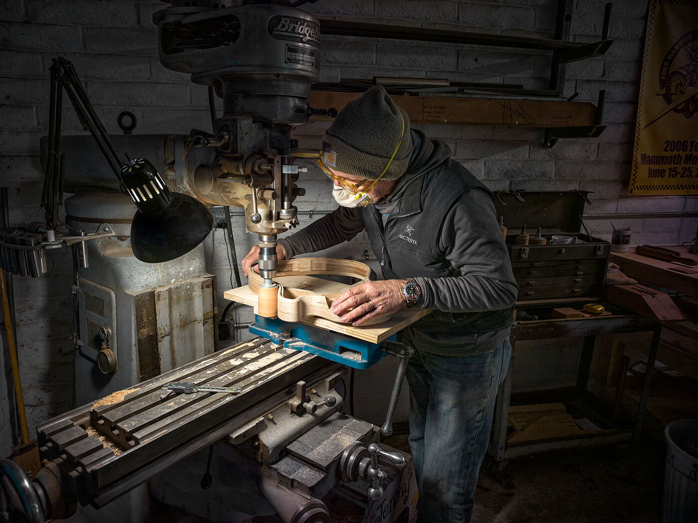 Lloyd Baggs crafting an AEG-1 prototype, photo by press