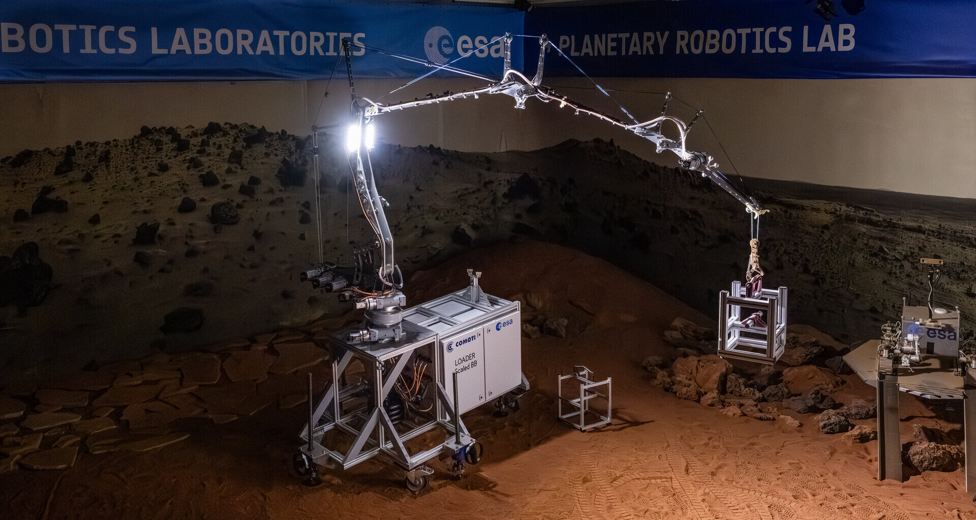 Lunar crane model during testing