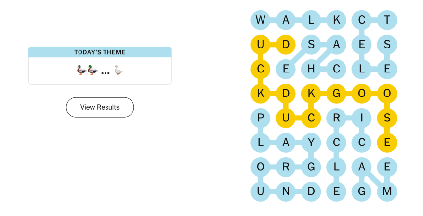 The completed NYT Strands puzzle for Oct. 20, 2026.