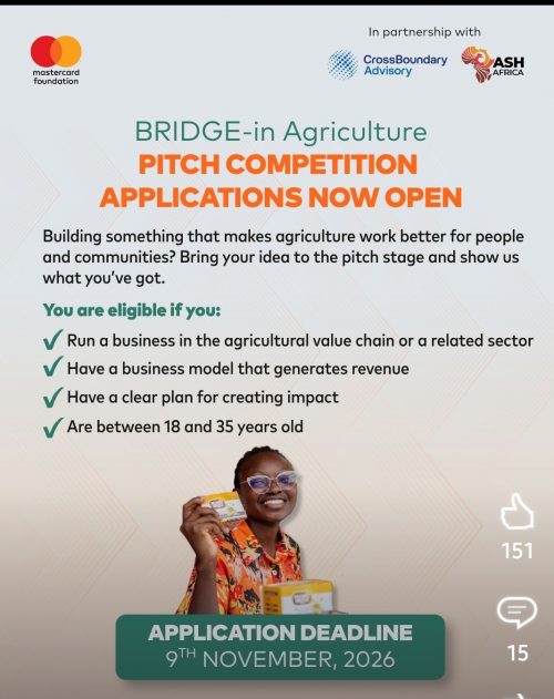 Call For Applications: BRIDGE-in Agriculture Pitch Competition 2026 Offers