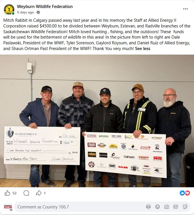 weyburn wildlife federation facebook post