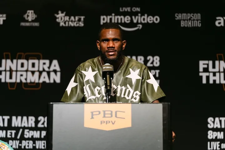 Yoenli Hernandez at the final press conference ahead of his fight with Terrell Guasha. (March 26, 2026)