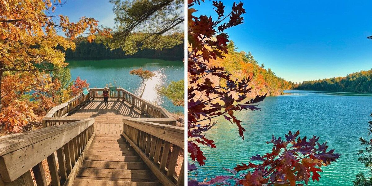 This hike near Montreal takes you through a red and gold forest to a hidden turquoise lake