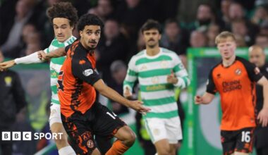 Celtic's Mika Baur and Dundee United's Zidane Iqbal