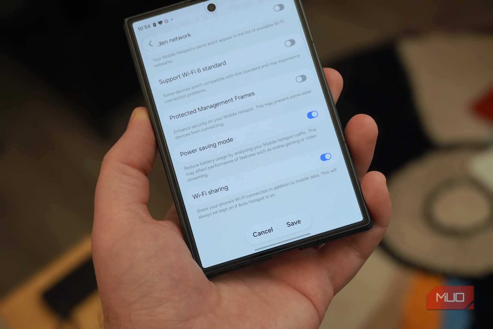 The Wi-Fi sharing toggle on the Galaxy Z Fold 8.