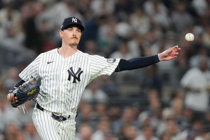 New York Yankees pitcher Max Fried throws out Trevor Story at first base during Game 2 of the Wild Card Series against Boston last week.