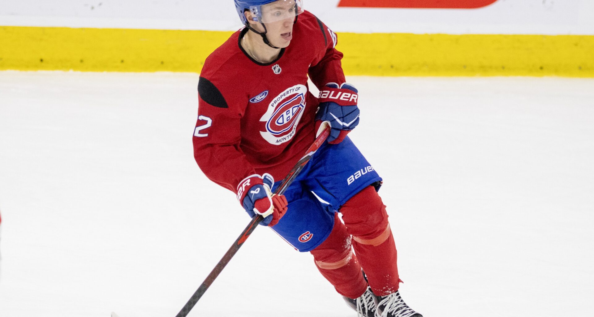 Forward Owen Beck, who was promoted from the AHL's Laval Rocket on Monday, skates during Canadiens training camp practice in Brossard on Sept. 18.