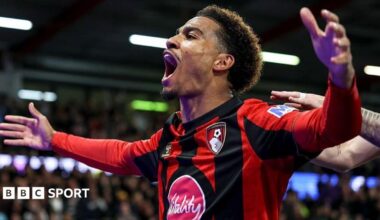 Amine Adli celebrates scoring for Bournemouth