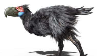 Illustration of a Gastornis on a white background.