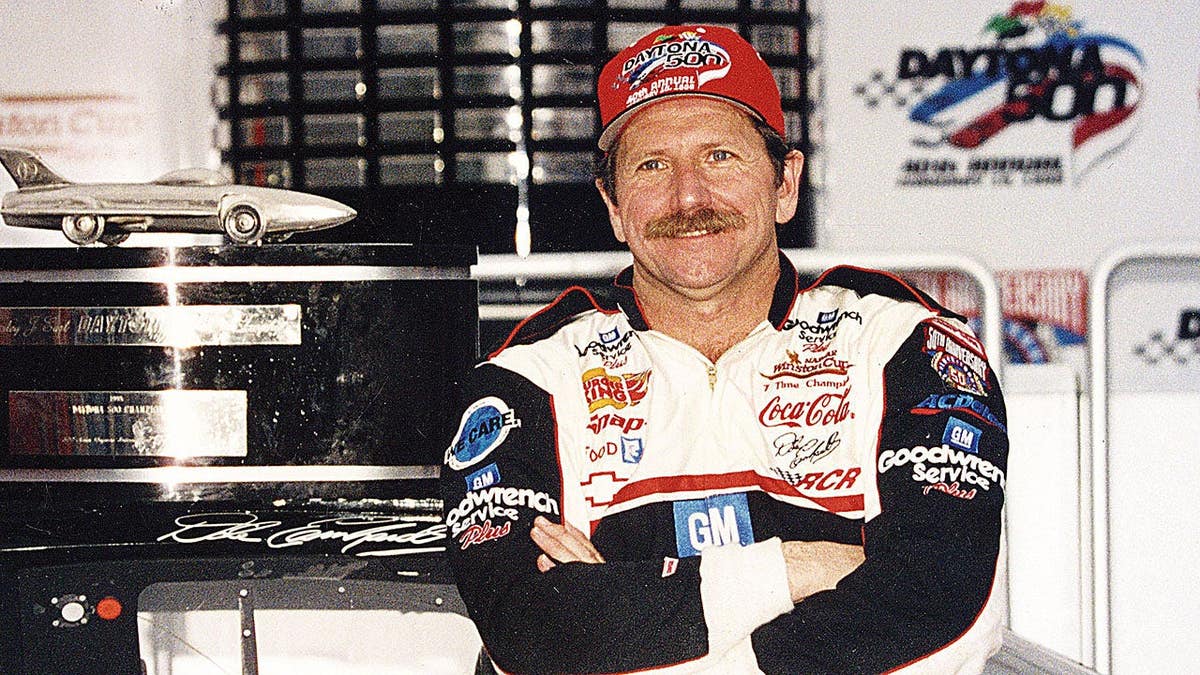 Dale Earnhardt in race car at Daytona Beach during Daytona 500.