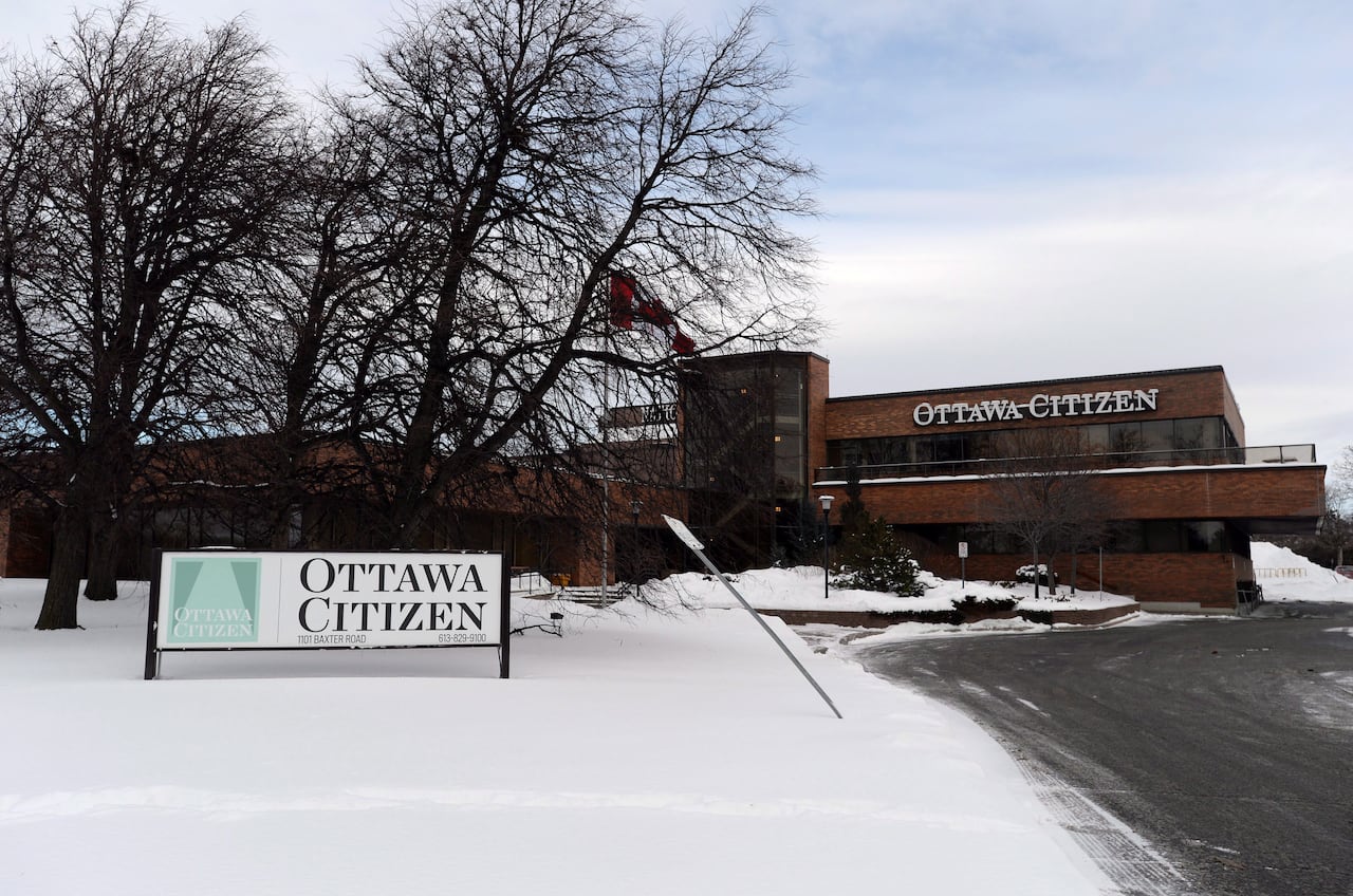 A view of the Ottawa Citizen office on a snowy day.