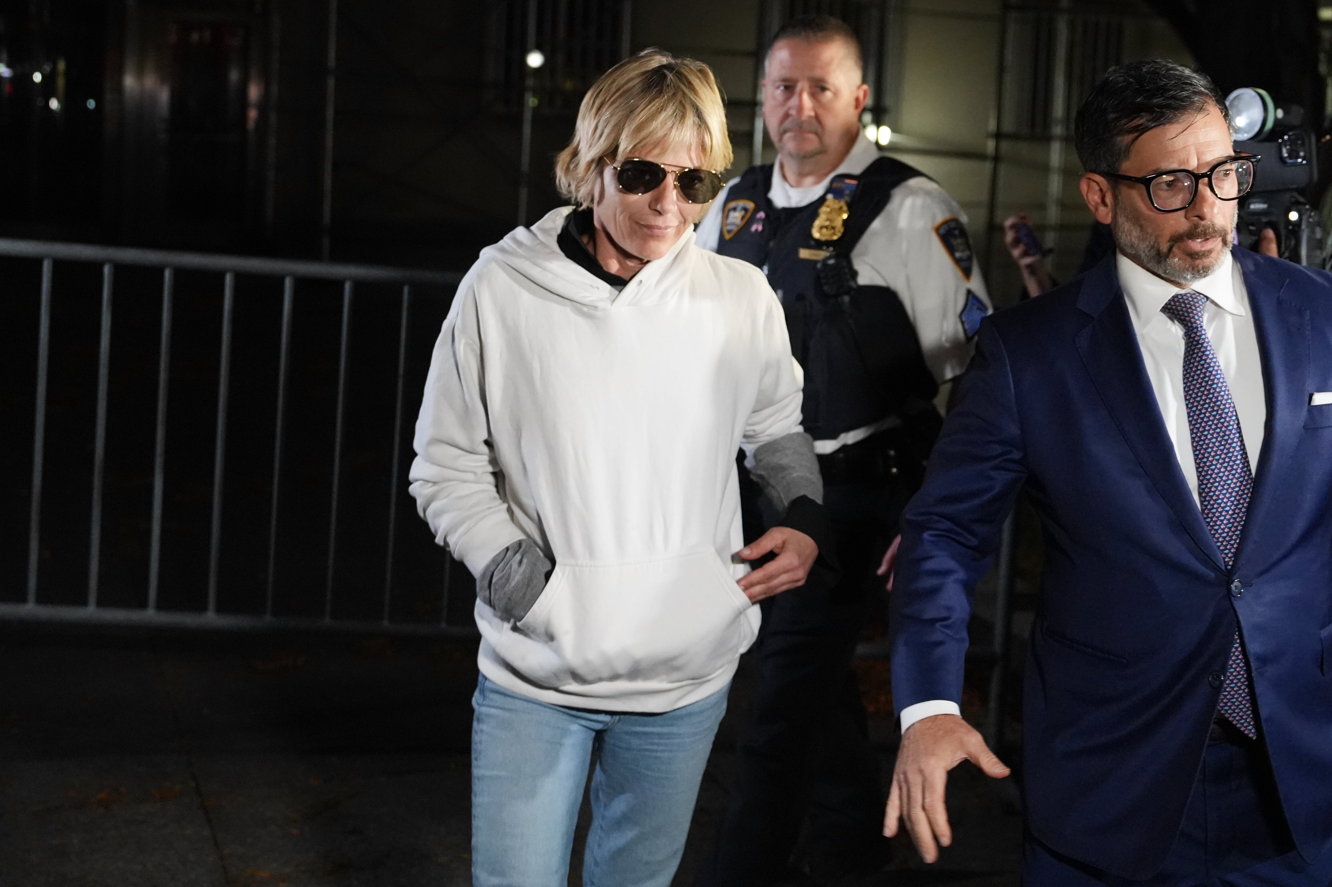 Selma Blair was seen Monday after being charged with two counts of assault