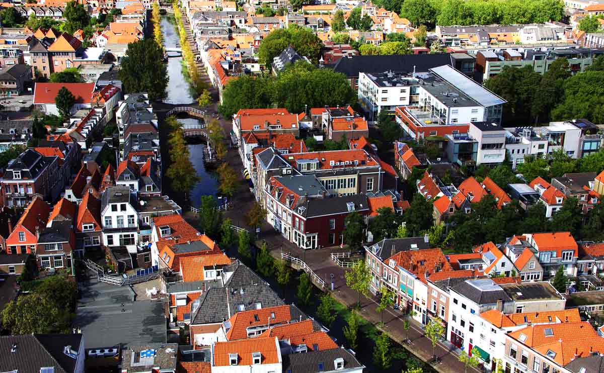 drone view delft holland