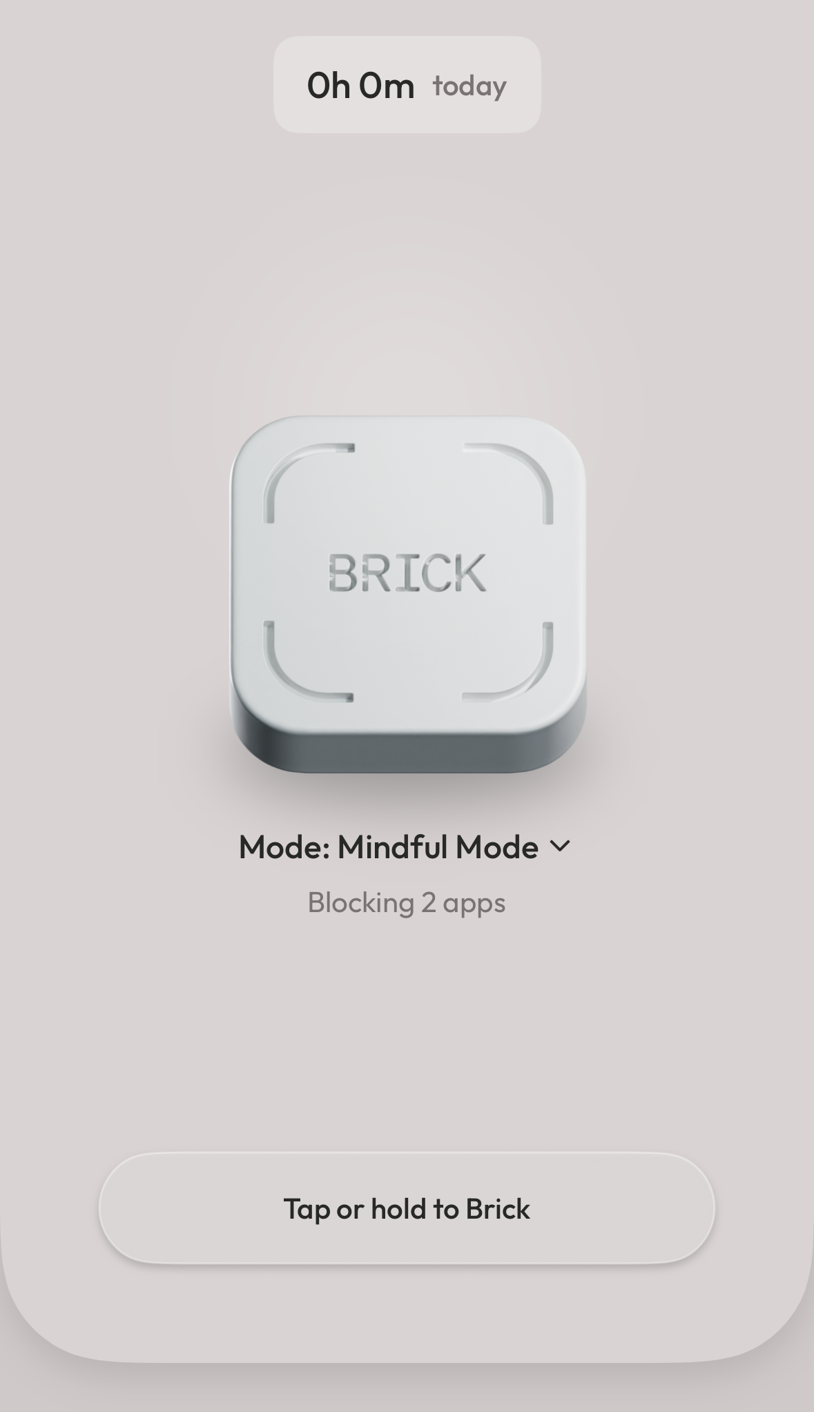 The Brick app homescreen.