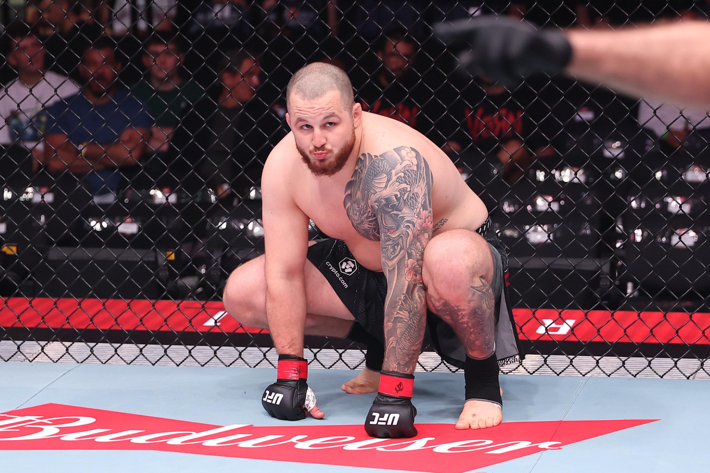 BELGRADE, SERBIA - AUGUST 01: Jovan Leka of Serbia prepares to face Alexander Poppeck of Germany in a heavyweight fight during the UFC Fight Night event at Belgrade Arena on August 01, 2026 in Belgrade, Serbia. (Photo by Ed Mulholland/Zuffa LLC)