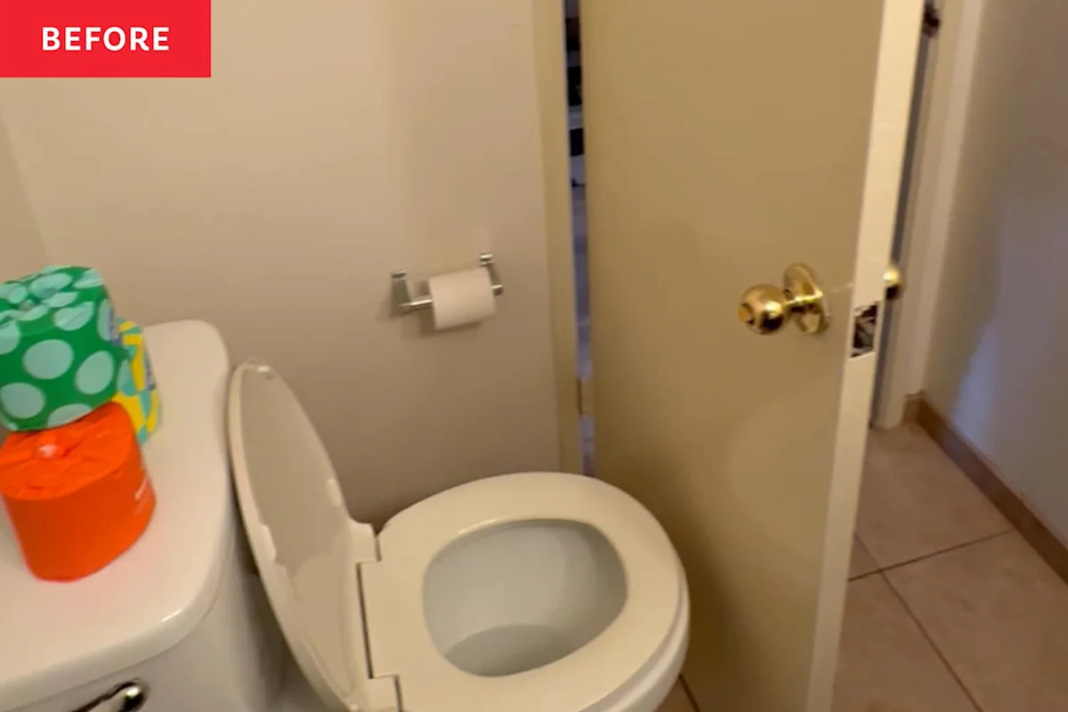 She Used "Psychedelic Wallpaper" to Make a Tiny Bathroom Feel Bigger