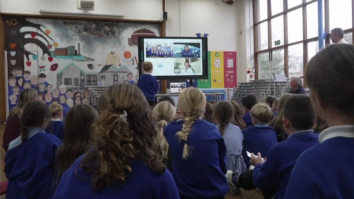 Pupils who designed a badge sent to space meet NASA astronaut