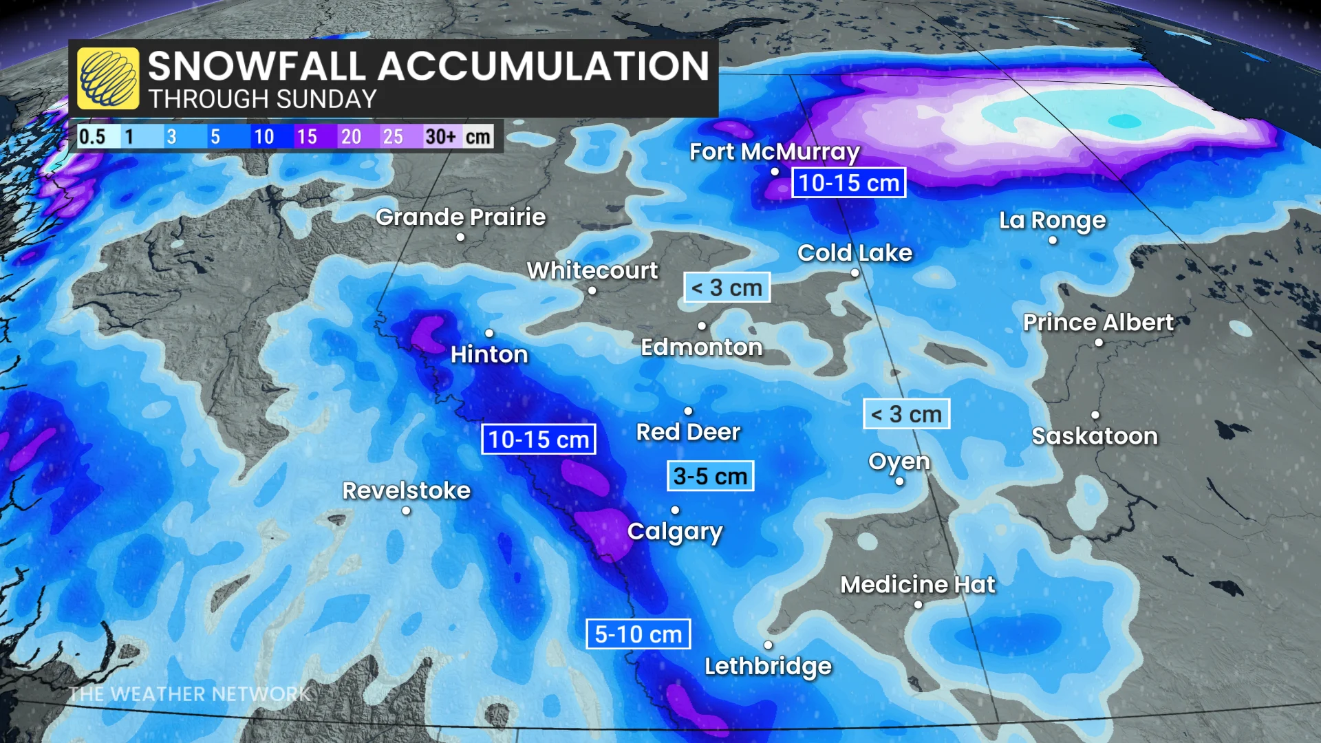 Prairies snowfall through Sunday