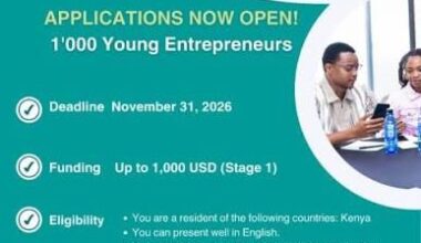 Call For Applications: 1,000 Young Entrepreneurs Start-Up Fund 2026.
