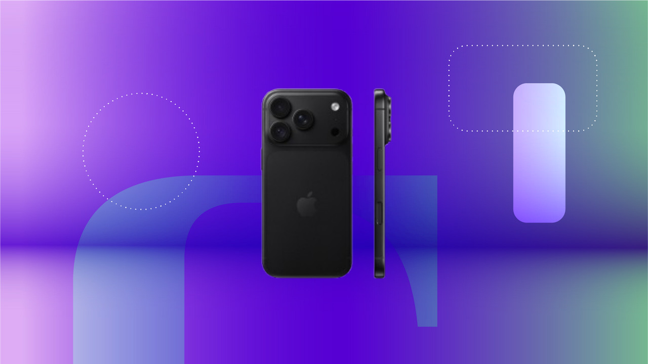 iPhone 18 Pro black on a blue CNET background