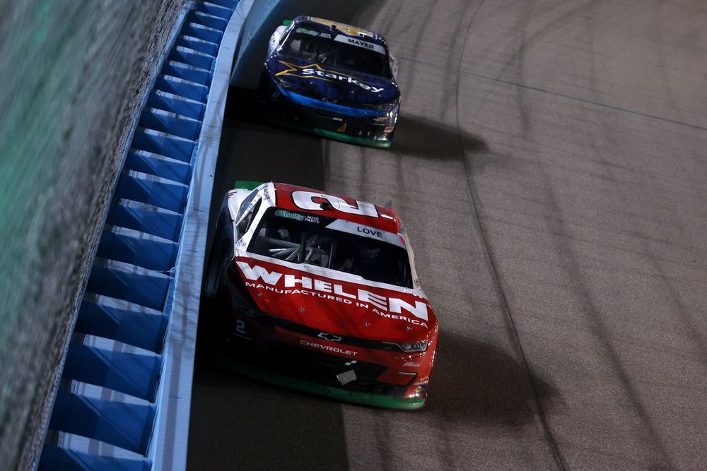 Jesse Love, No. 2 Richard Childress Racing Chevrolet, holds off Sam Mayer, No. 41 Haas Factory Team Chevrolet