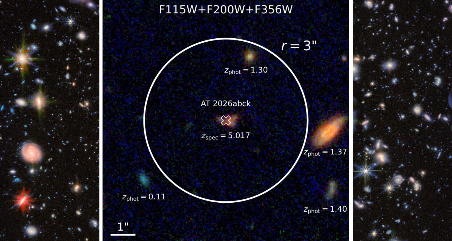 A close up of a supernova with a deep space image in the background