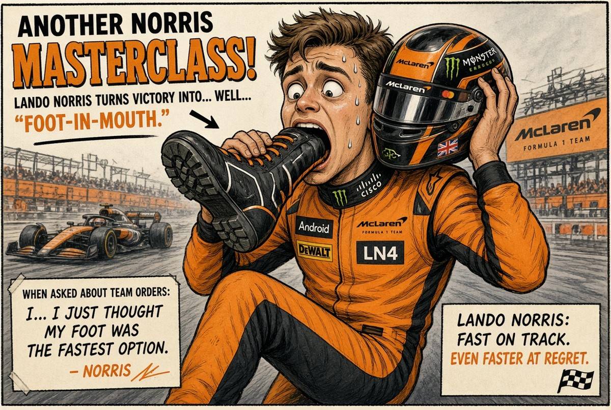Lando Norris Foot in Mouth
