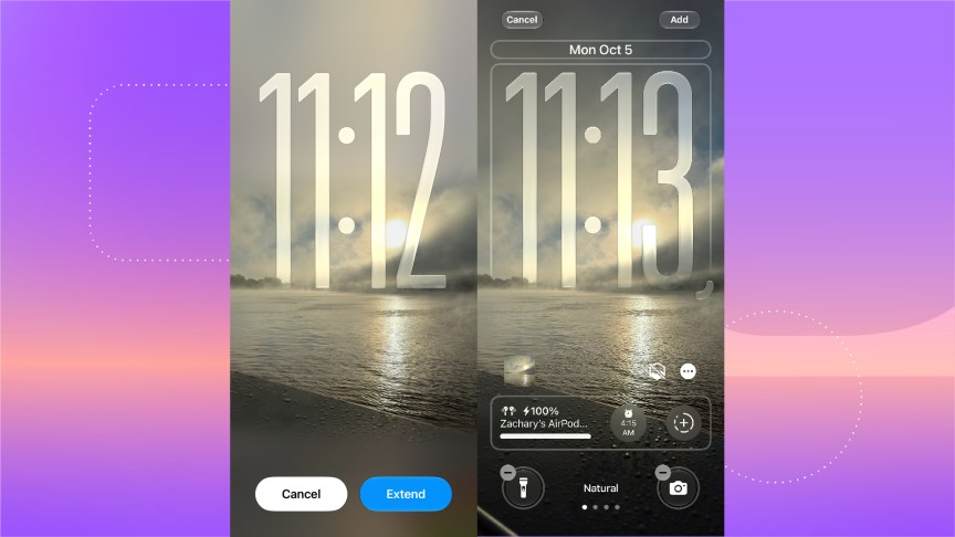 Extending a waterfront wallpaper on a lock screen in iOS 27.