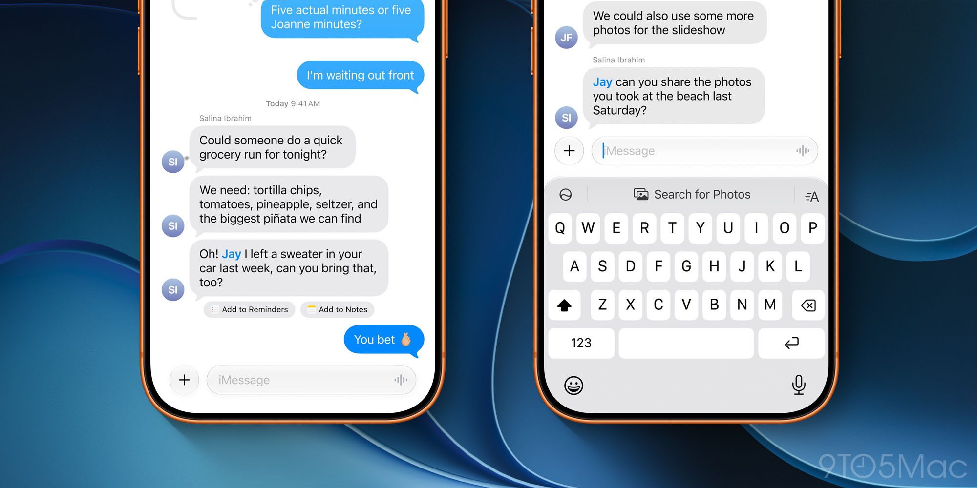 If Apple's AI suggestions in Messages annoys you, there's a solution | Screengrab shows two examples of the feature