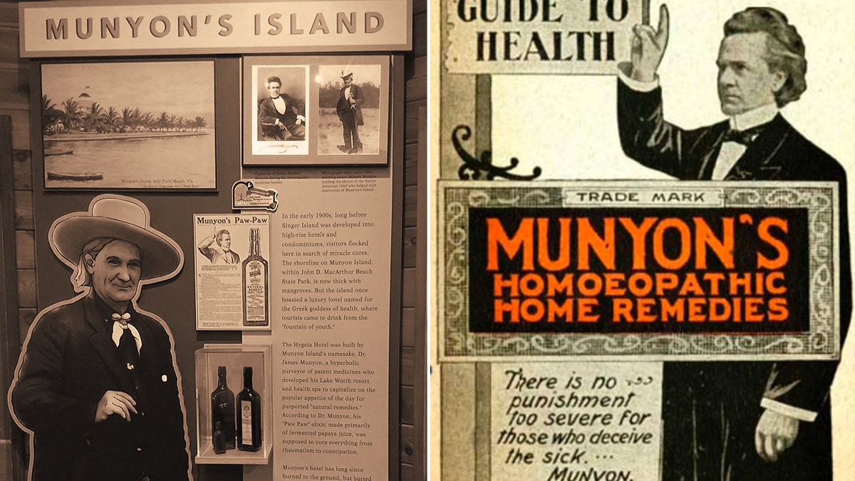 A display shows Munyon's Island and Munyon's Paw-Paw. On the right is Munyon's Guide to Health.