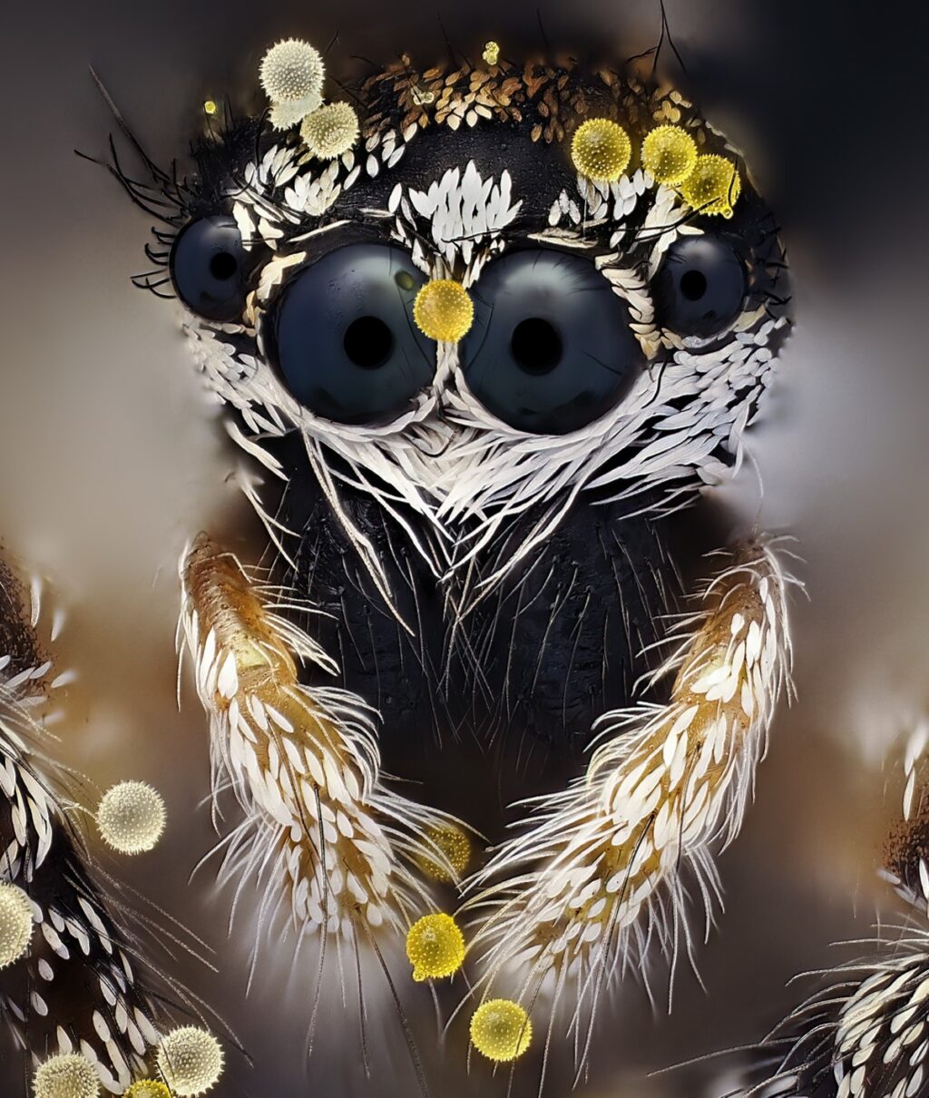 jumping spider with pollen