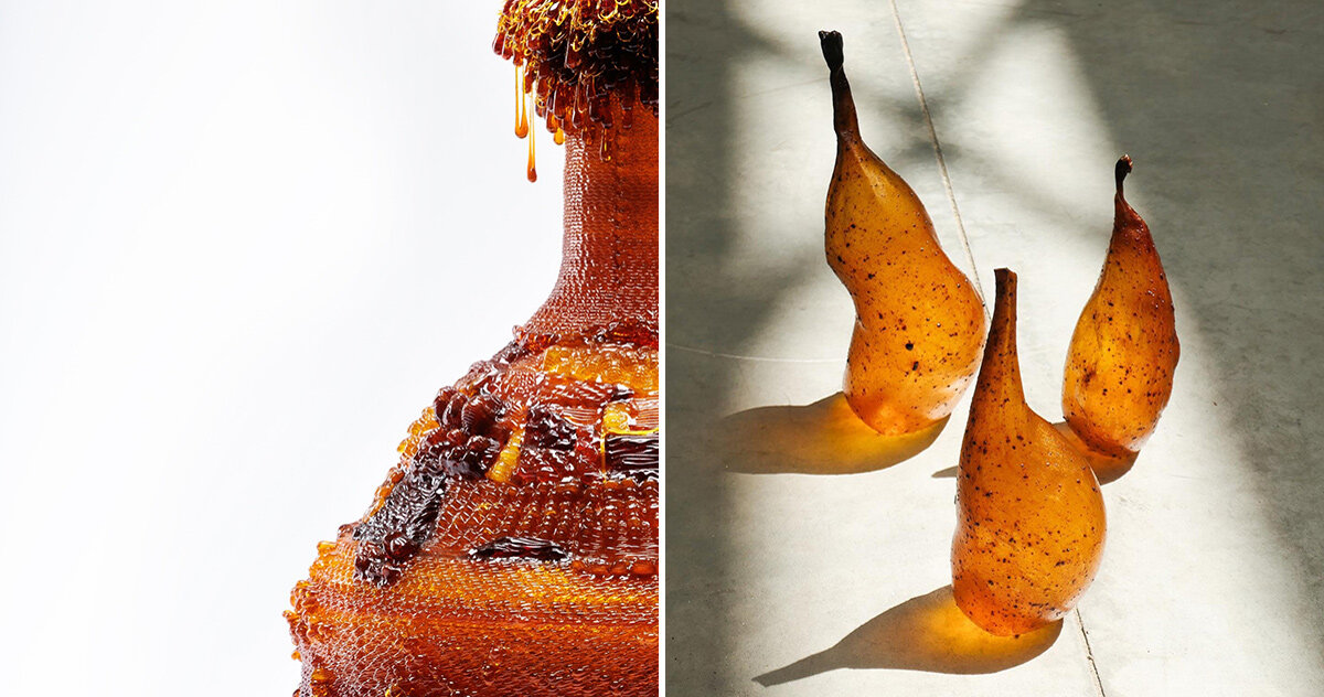 amber sculptures begin with a natural polymer produced by insects